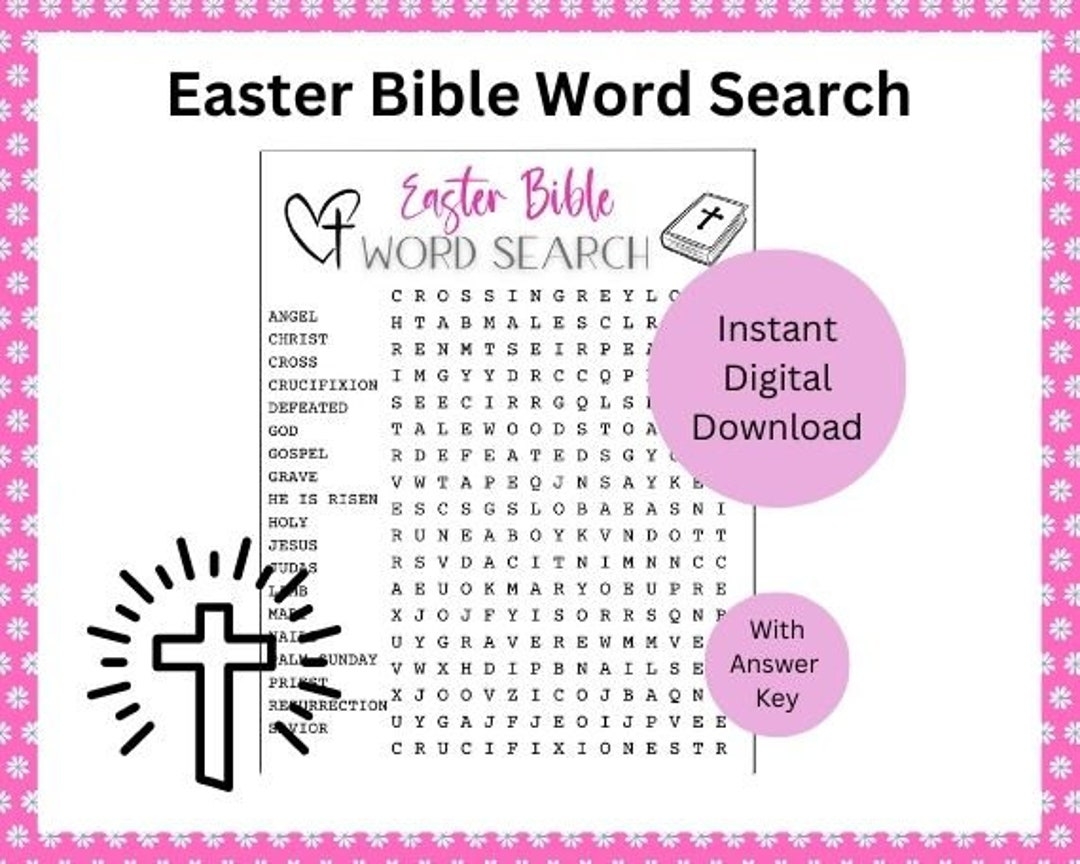 Easter Bible Word Search Game Easter Celebration Printable Game 