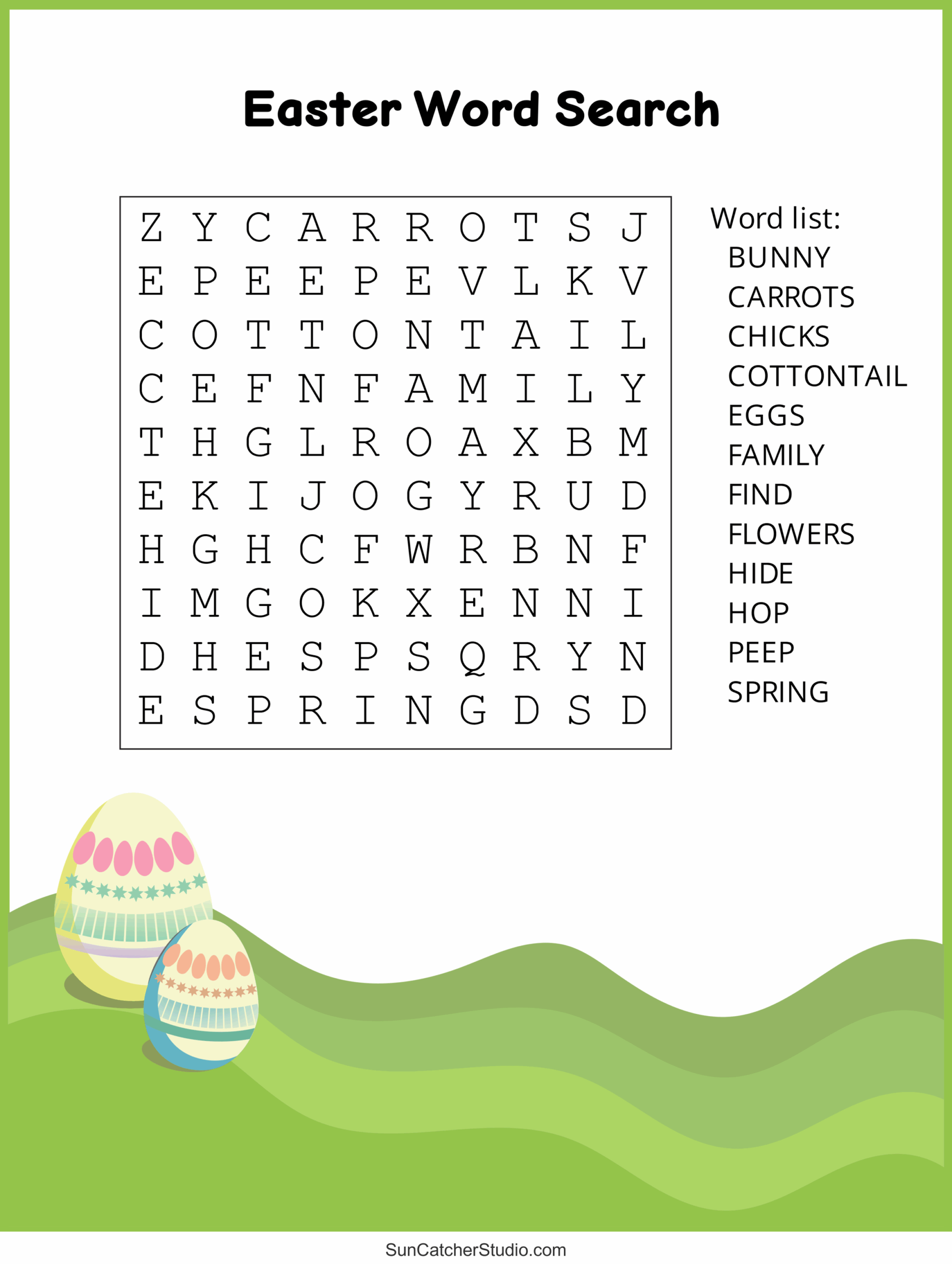 Difficult Easter Word Search Printable