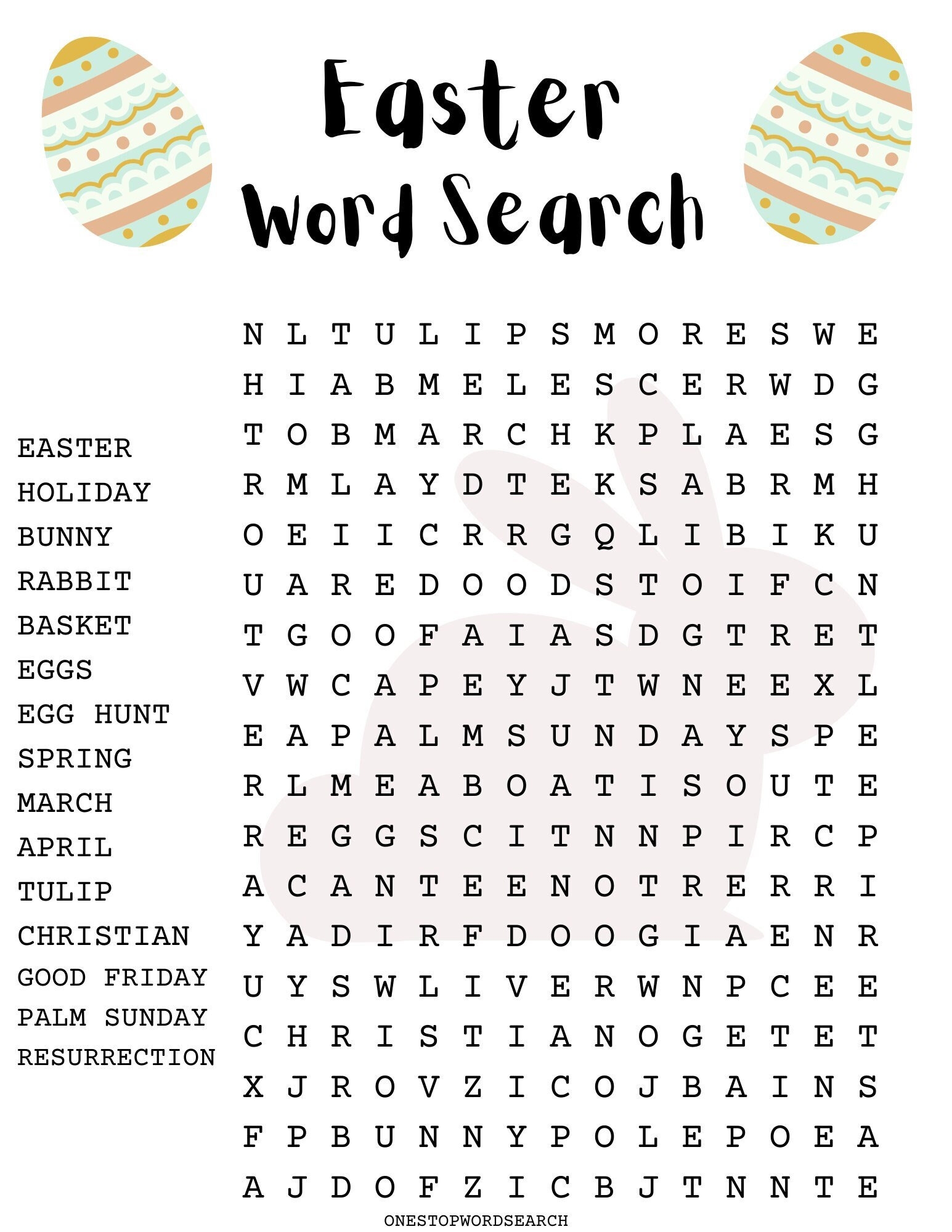 Printable Word Search For Easter