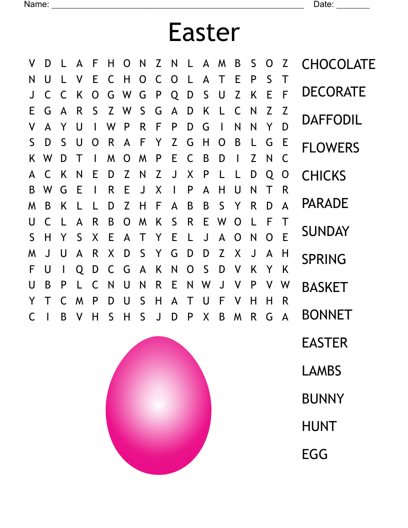 Easter Word Search Hard Printable