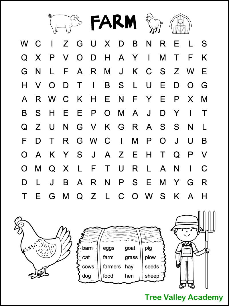 Easy Printable Animal Word Search