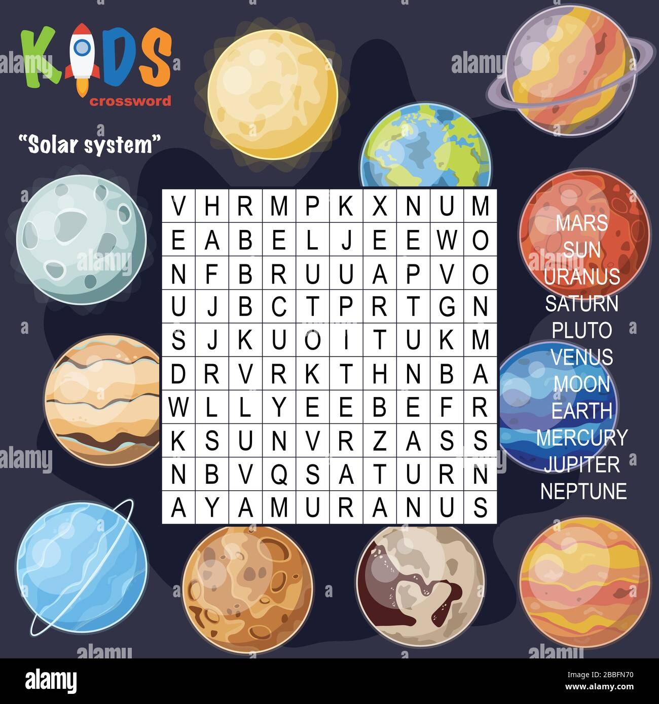 Word Search Planets Printable