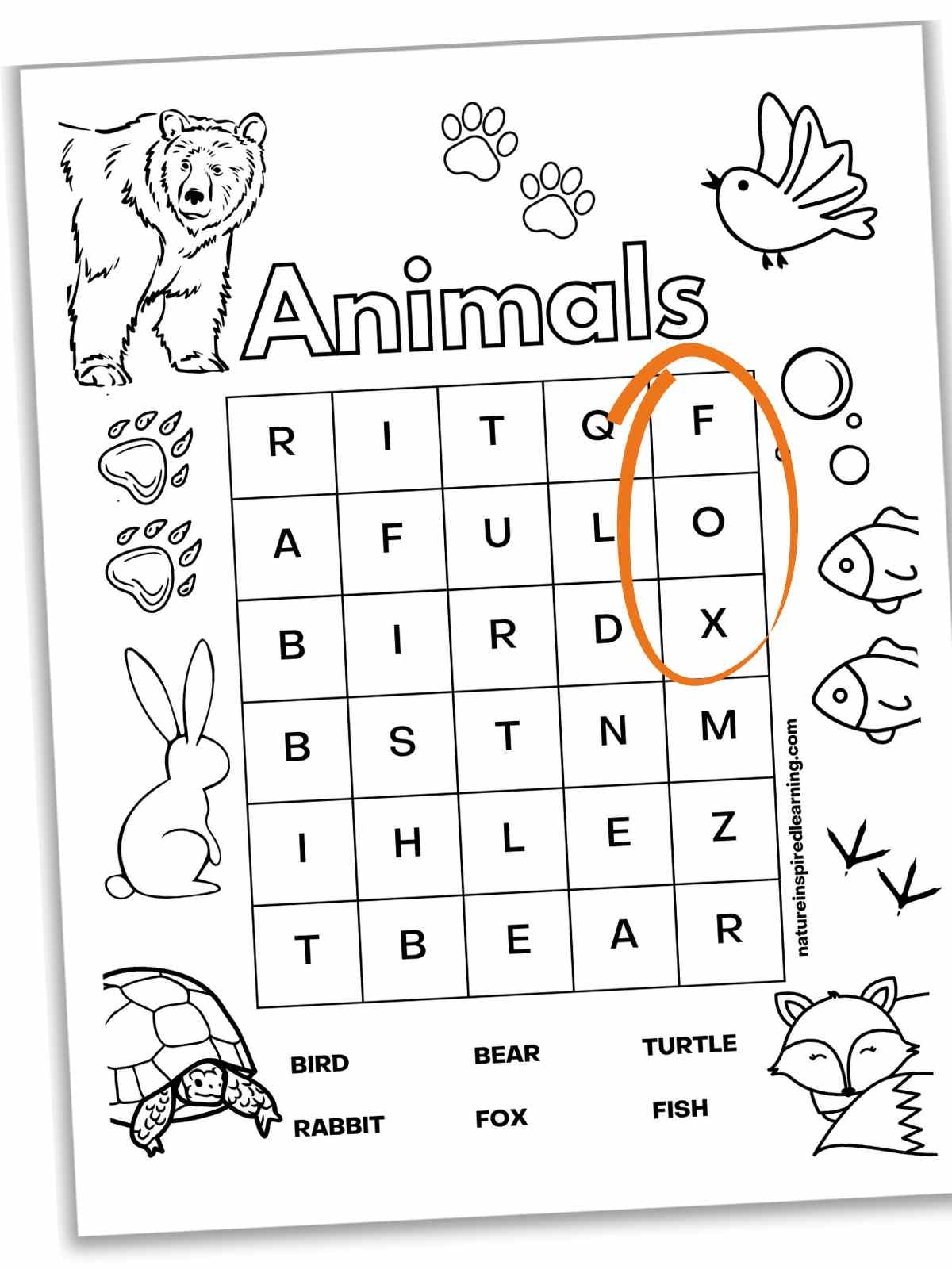 Printable Word Searches For Kindergarten