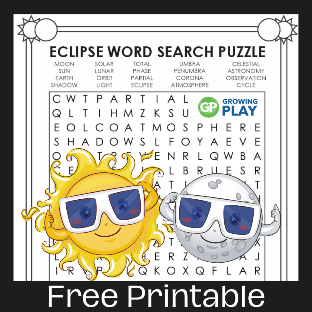 Eclipse Word Search Printable Free PDF Growing Play
