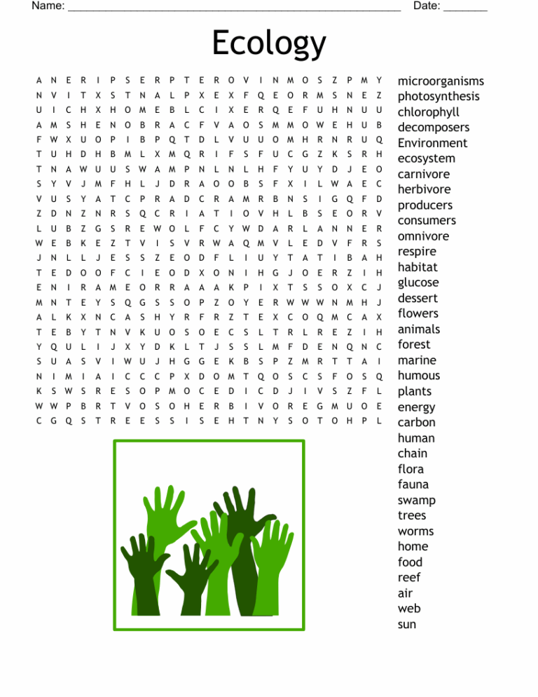 Ecology Word Search WordMint