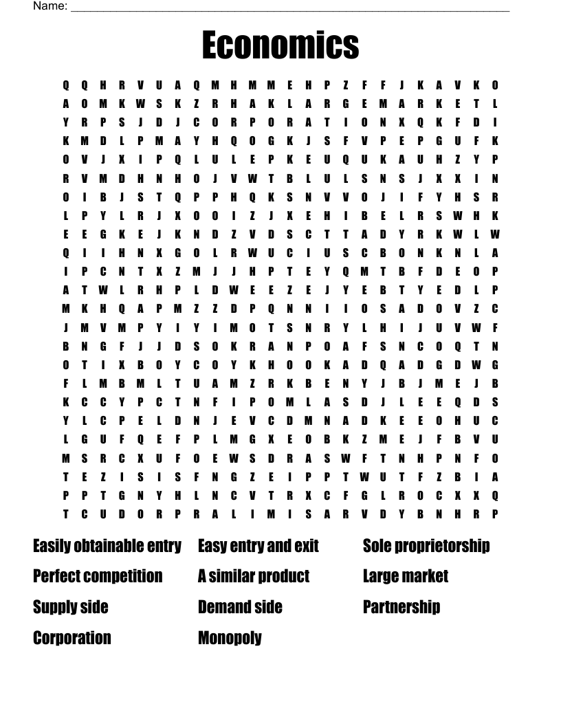 Economics Word Search WordMint Economics Word Search WordMint