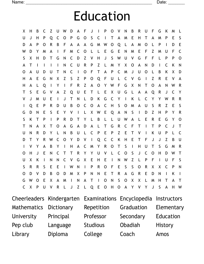 Education Word Search WordMint