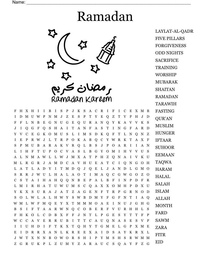 Eid Word Search Printable