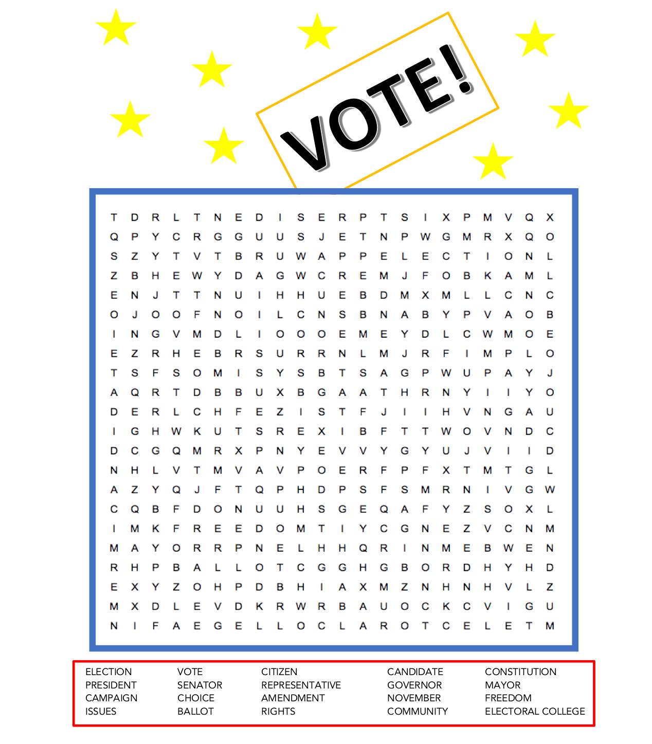 Election Word Search Puzzle 