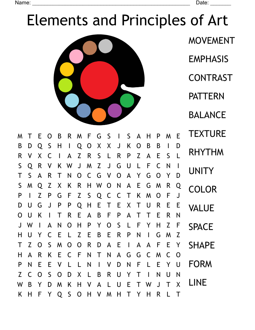 Color Theory Word Search Printable