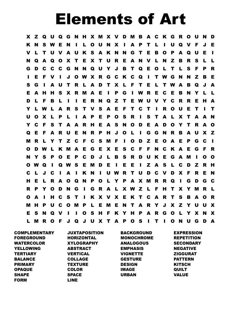 Elements Of Art Word Search WordMint Elements Of Art Word Search WordMint