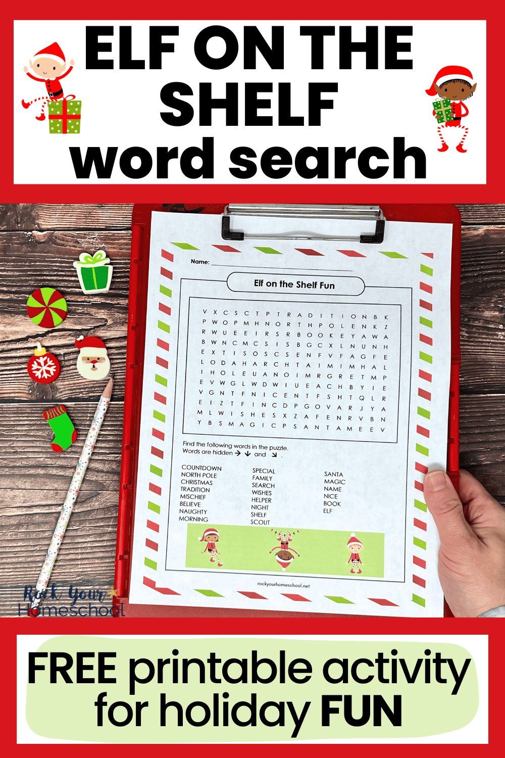 Elf On The Shelf Word Search Free Printable Christmas Activity 