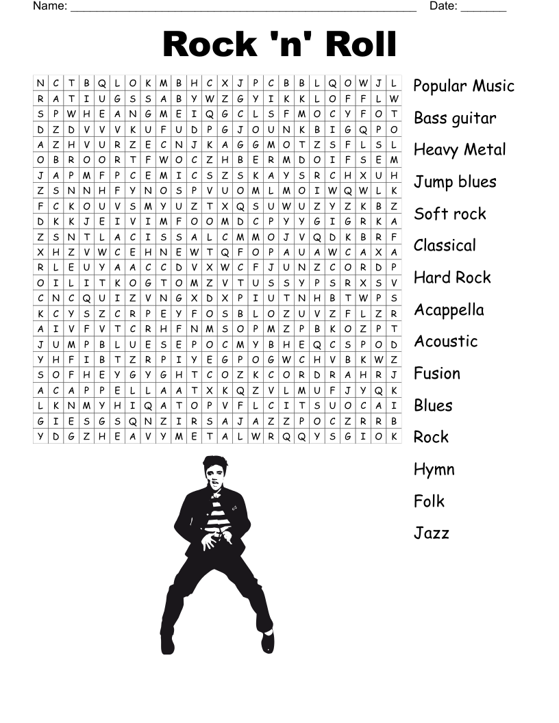 Printable Elvis Presley Word Search Printable Elvis Presley Word Search