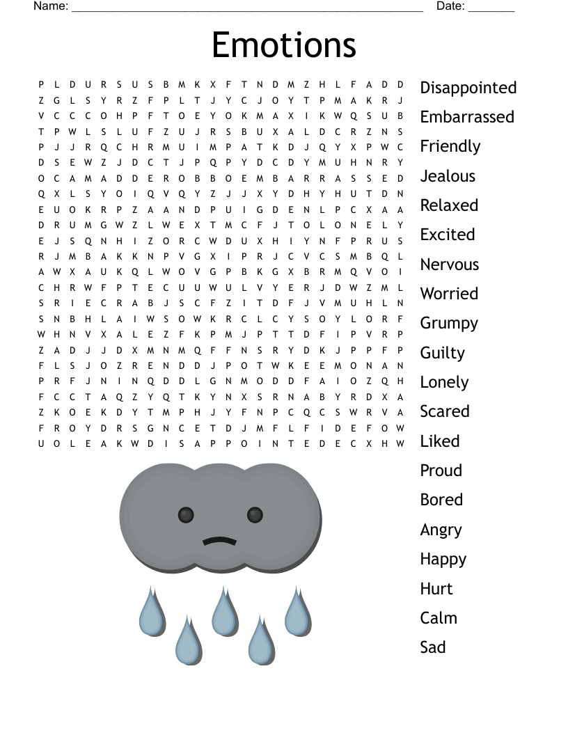 Emotions Word Search WordMint