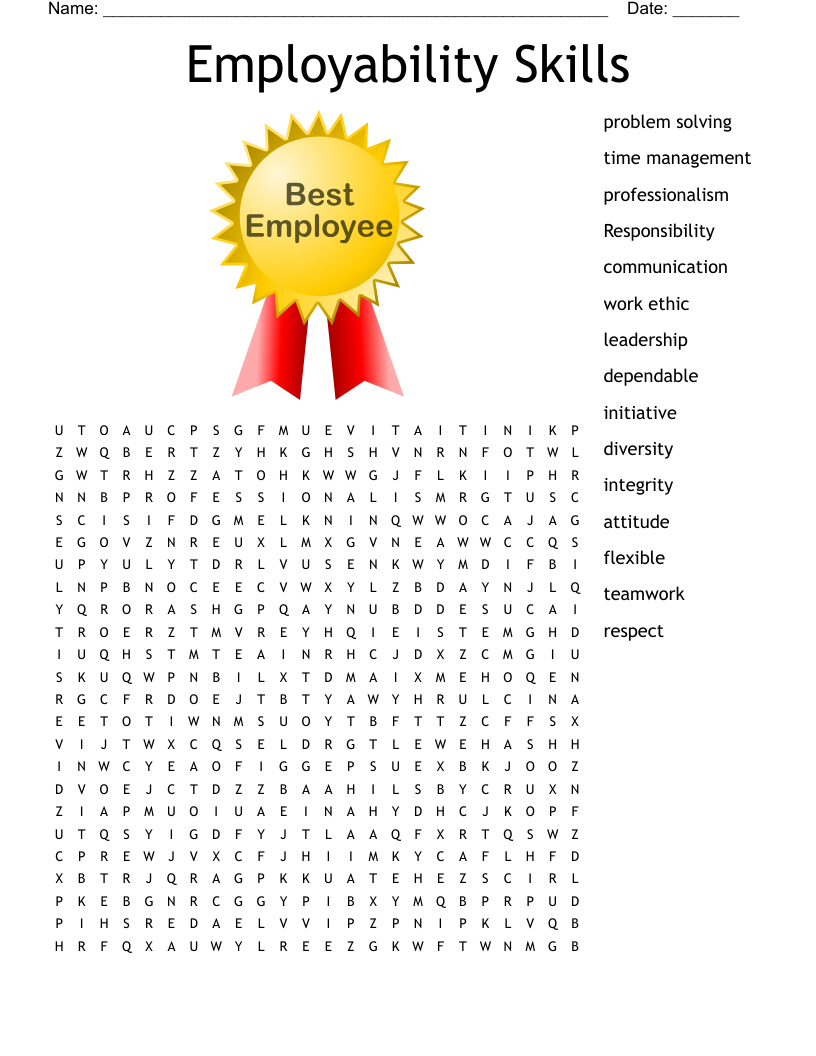 Employability Skills Word Search WordMint
