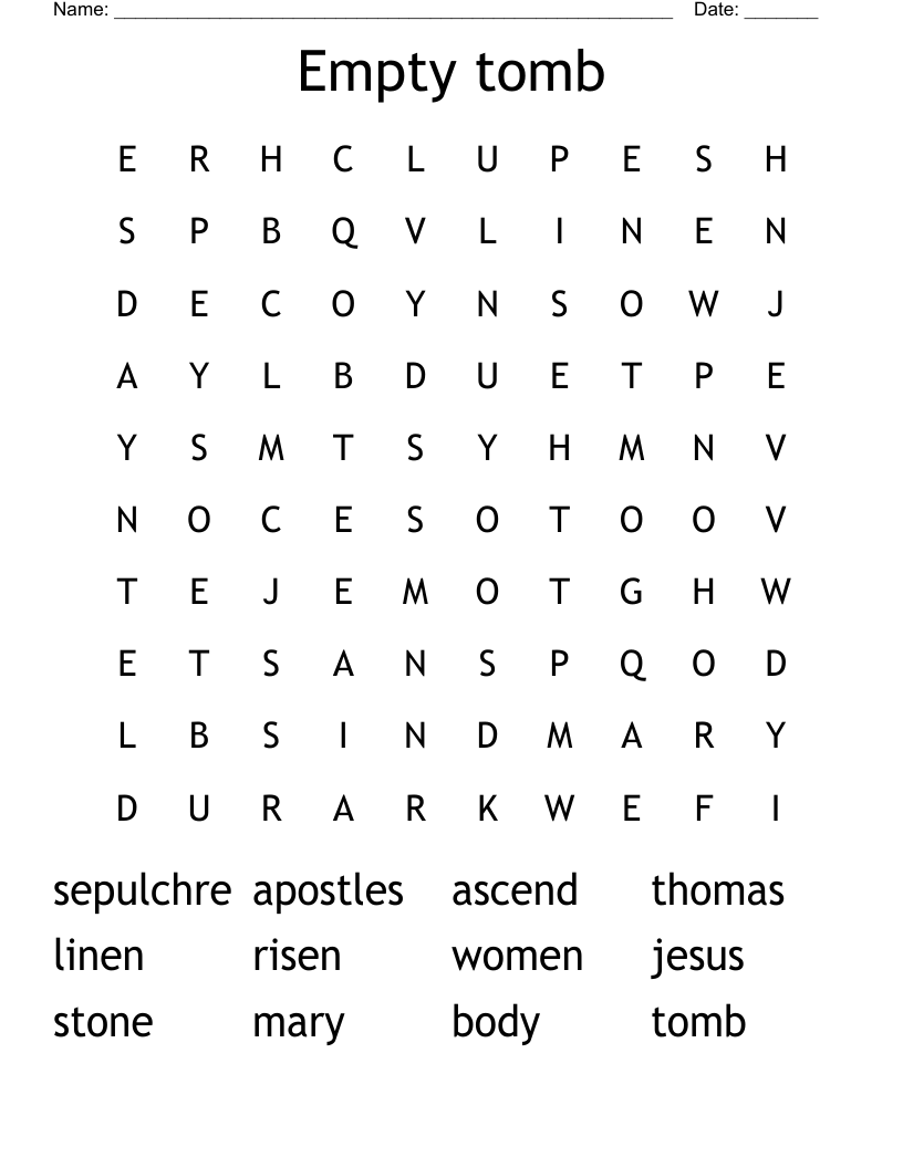 Empty Tomb Word Search WordMint