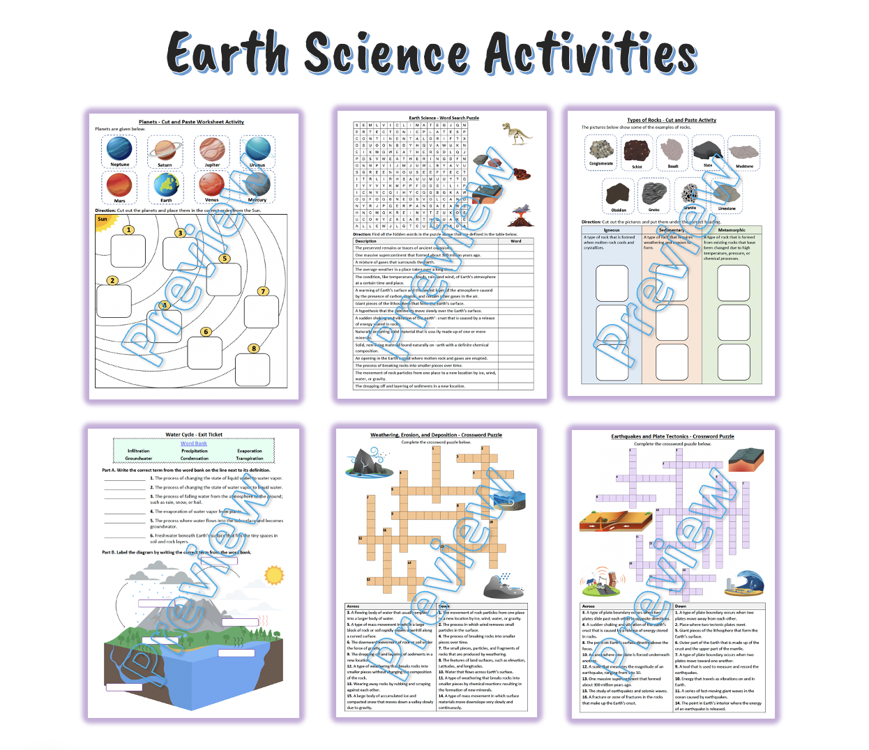 End Of The Year Earth Science Activities Puzzles U0026 Worksheets Printables Teaching Resources