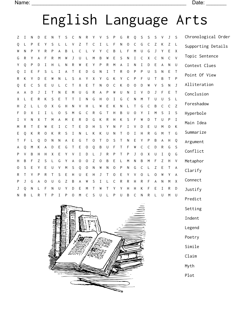 English Language Arts Word Search WordMint