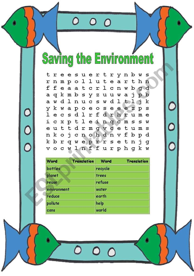 Environmental Word Search Printable