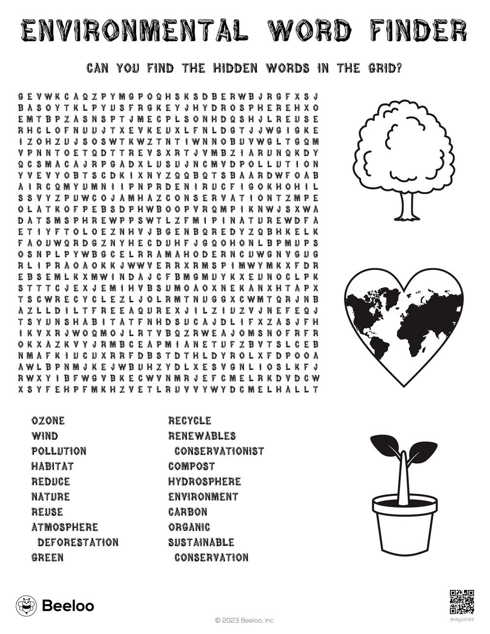 Environmental Word Finder Beeloo Printable Crafts And Activities For Kids