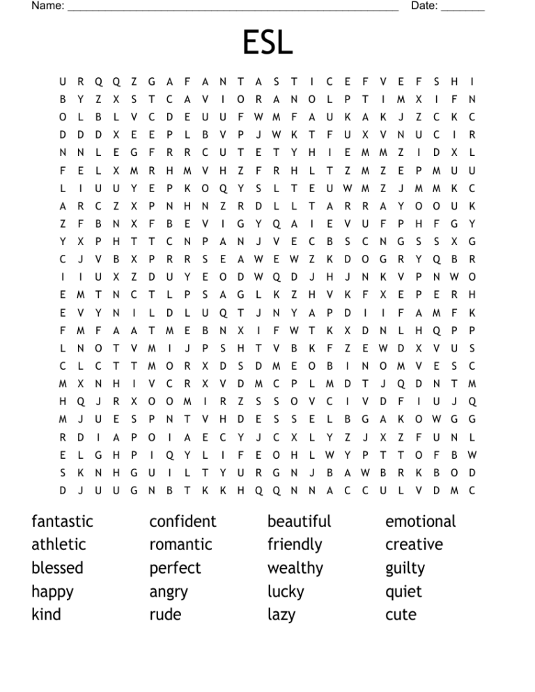 ESL Word Search WordMint