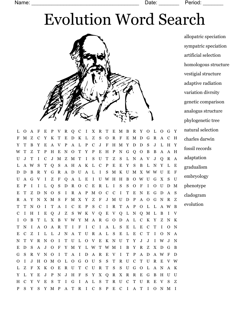 Evolution Word Search WordMint
