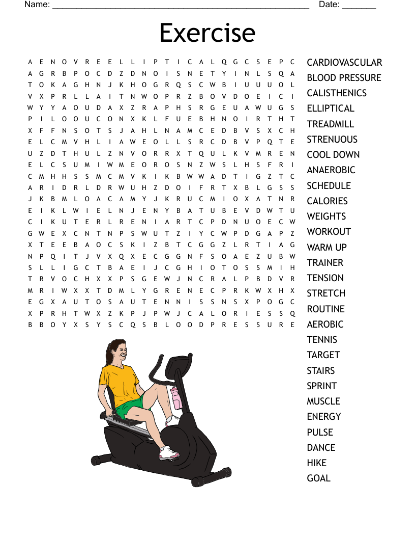 Exercise Word Search WordMint
