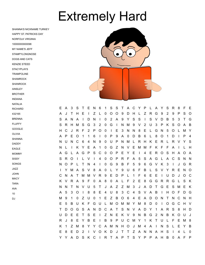 Hard Word Search For Adults Printable