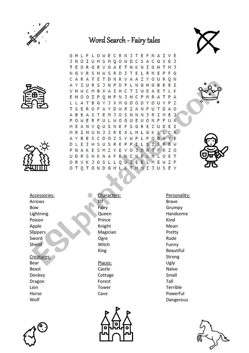 Fairy Tale Word Search Printable