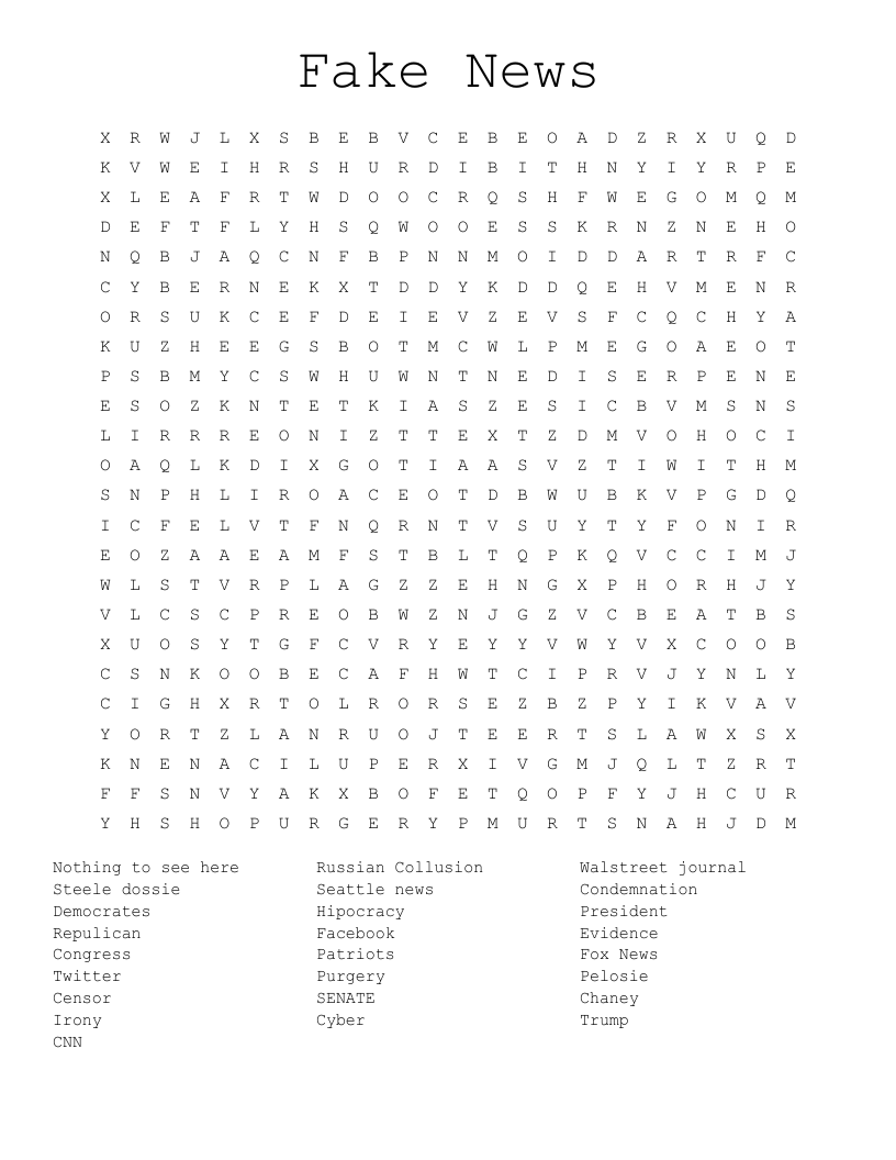Fake News Word Search WordMint