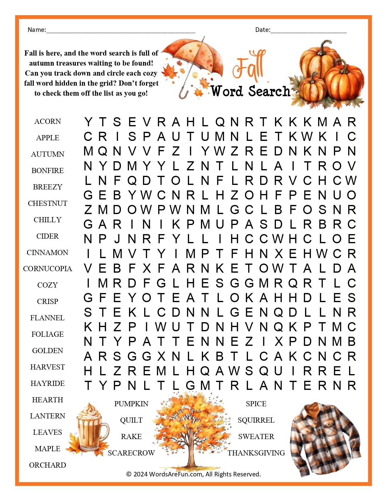 Printable Word Search Adults
