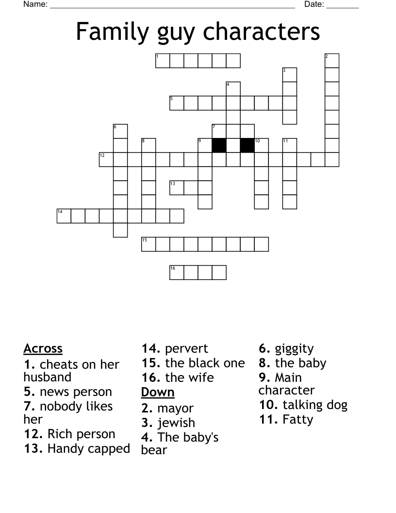 Family Guy Word Search WordMint