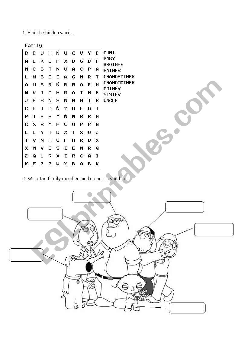 Family Guy Worksheet ESL Worksheet By Jossemunro