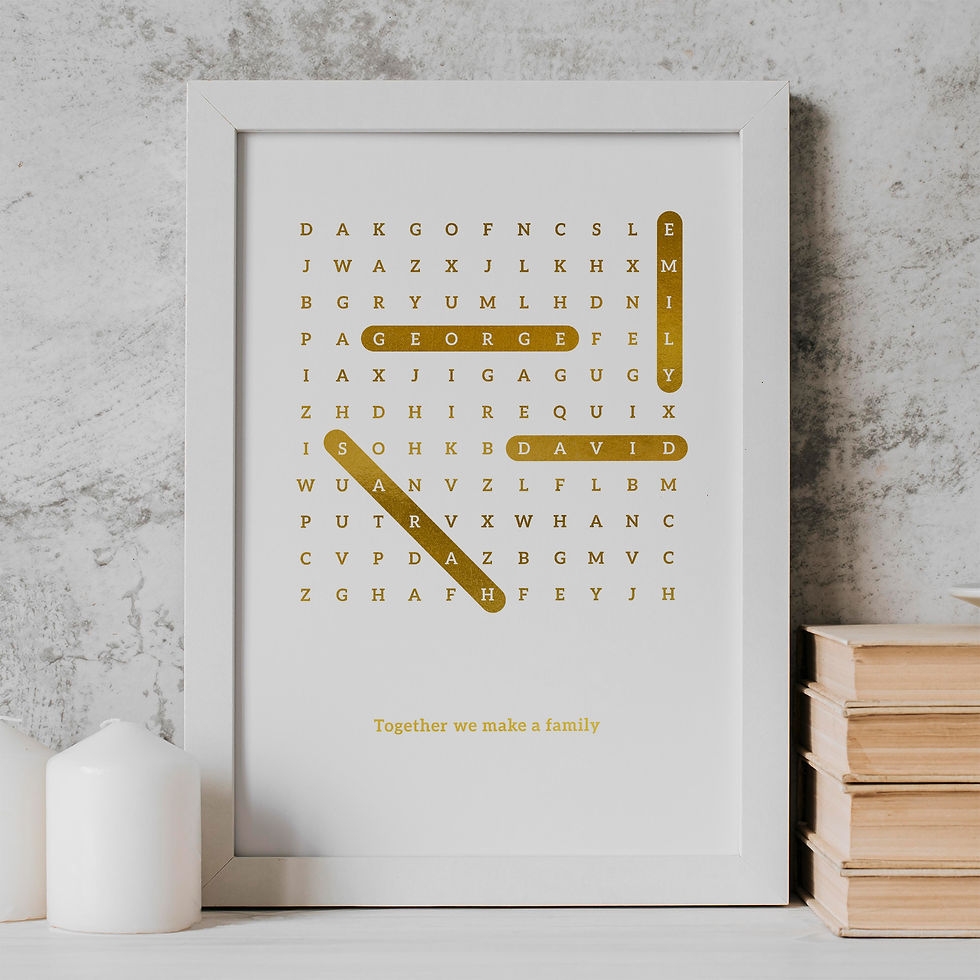 Family Names Print Word Search Personalised Foil Print The Bespoke Foil Company