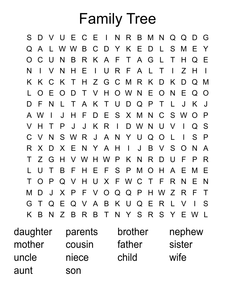 Printable Family Word Search