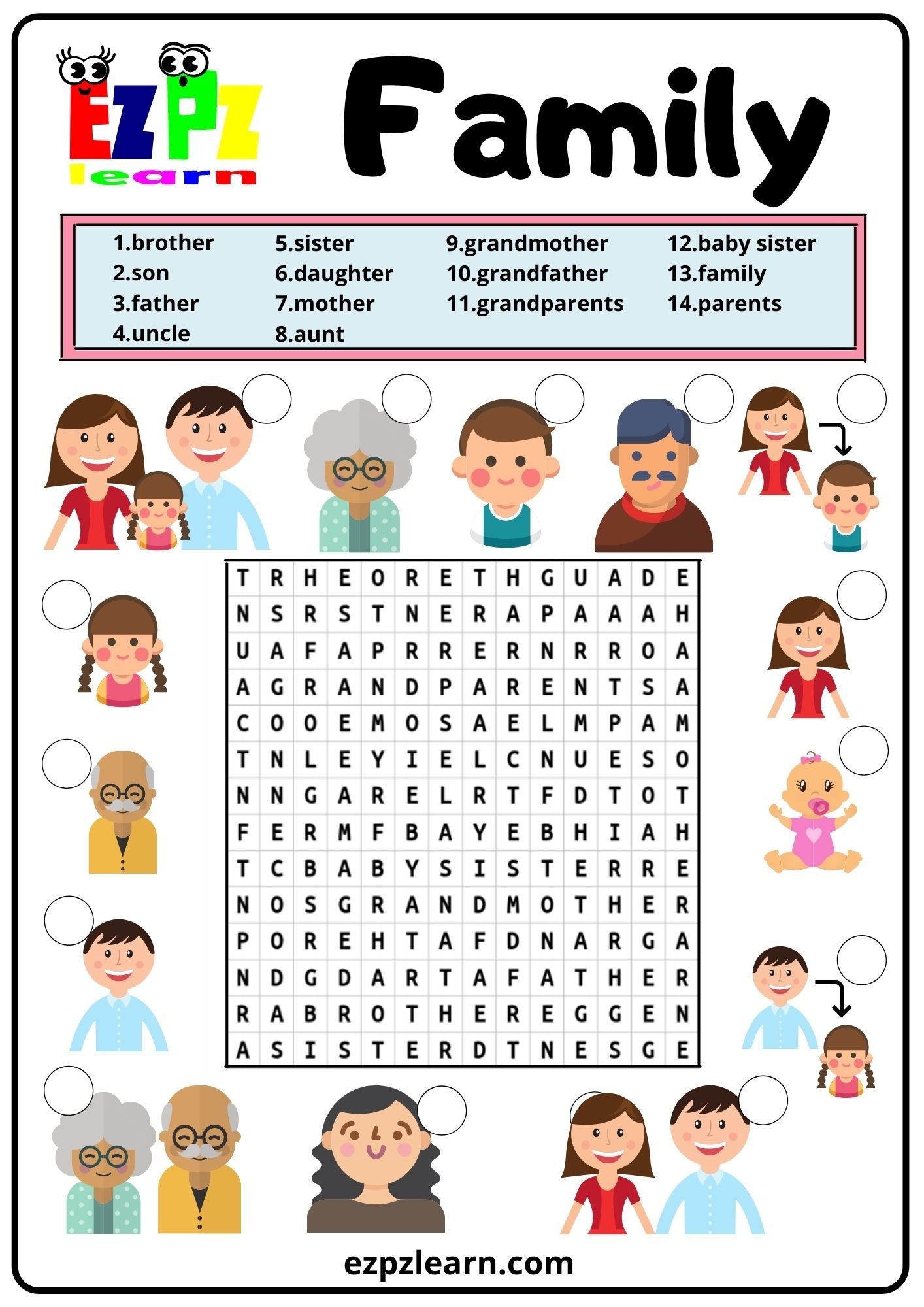 Family Word Search 2 Ezpzlearn