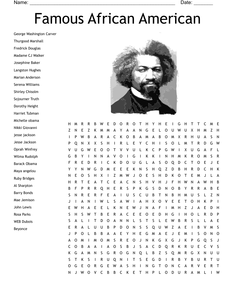 Famous African American Women Word Search WordMint