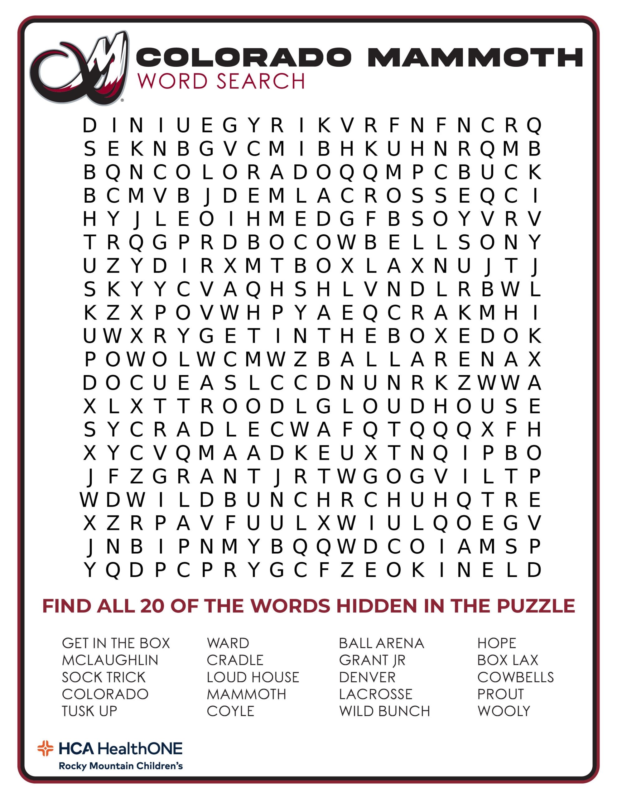 Fan Activities Colorado Mammoth Pro Lacrosse Team