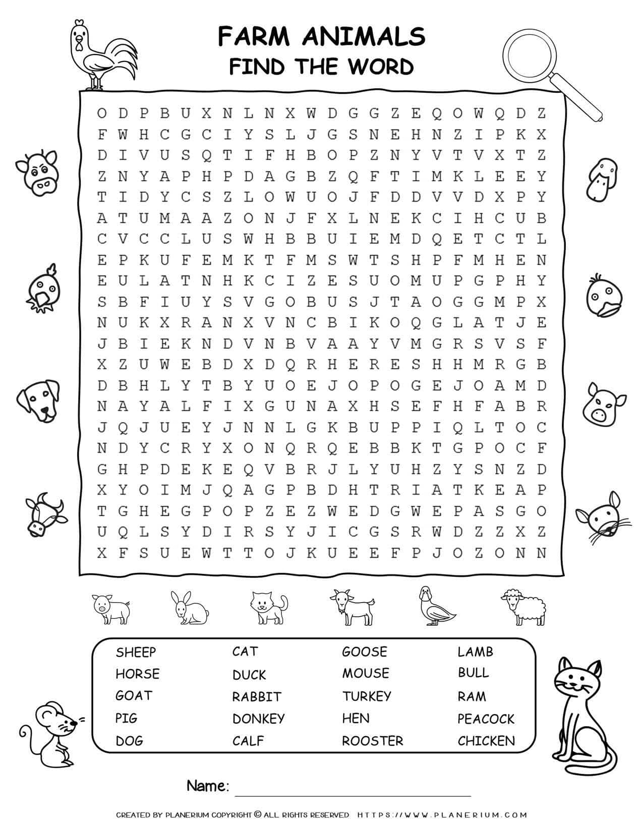 Farm Animals Word Search Planerium Farm Animals Word Search Planerium