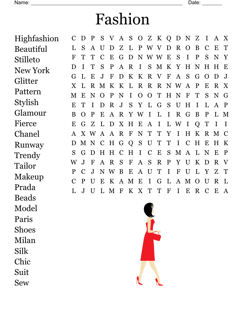 Fashion Word Search WordMint
