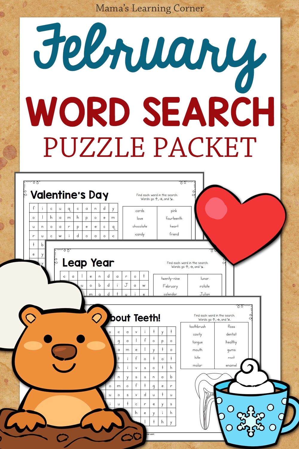 February Word Search Packet Mamas Learning Corner