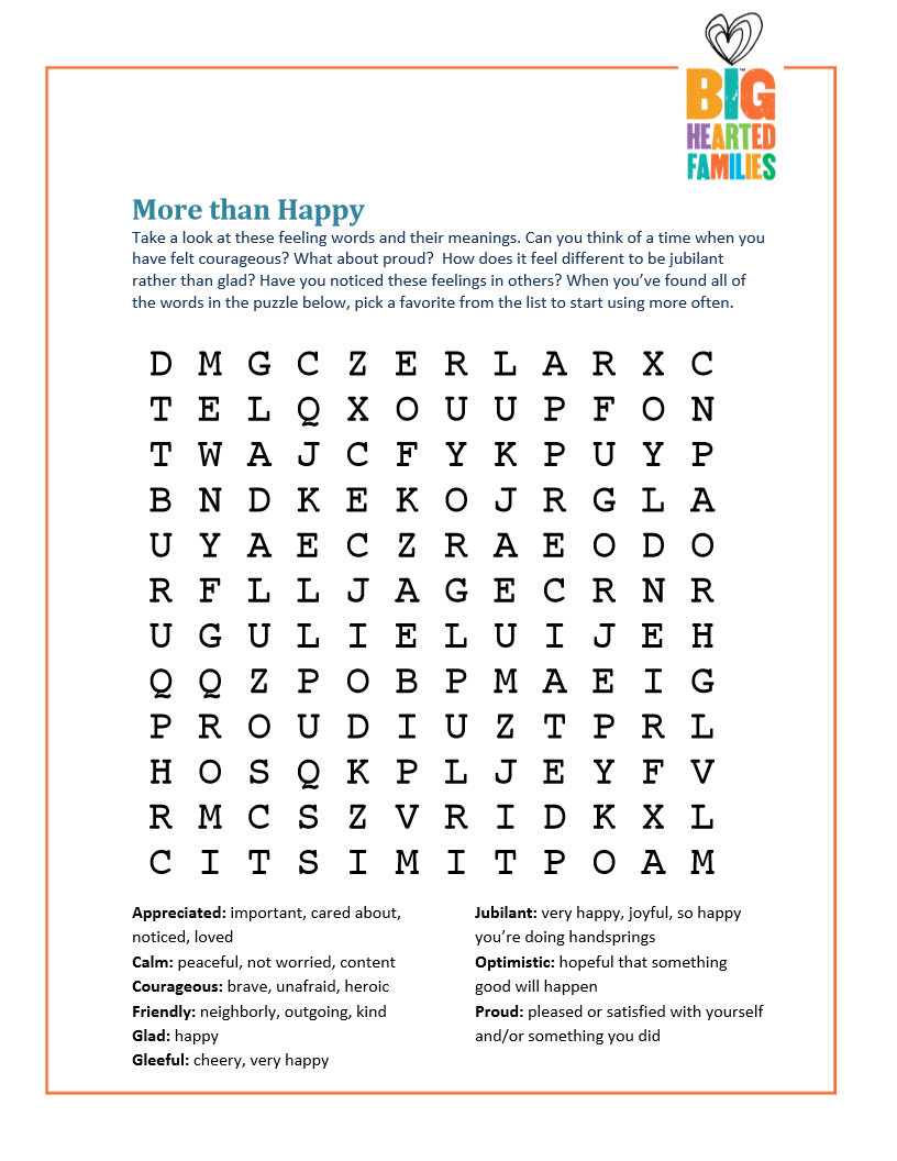 Feelings Word Search Doing Good Together 