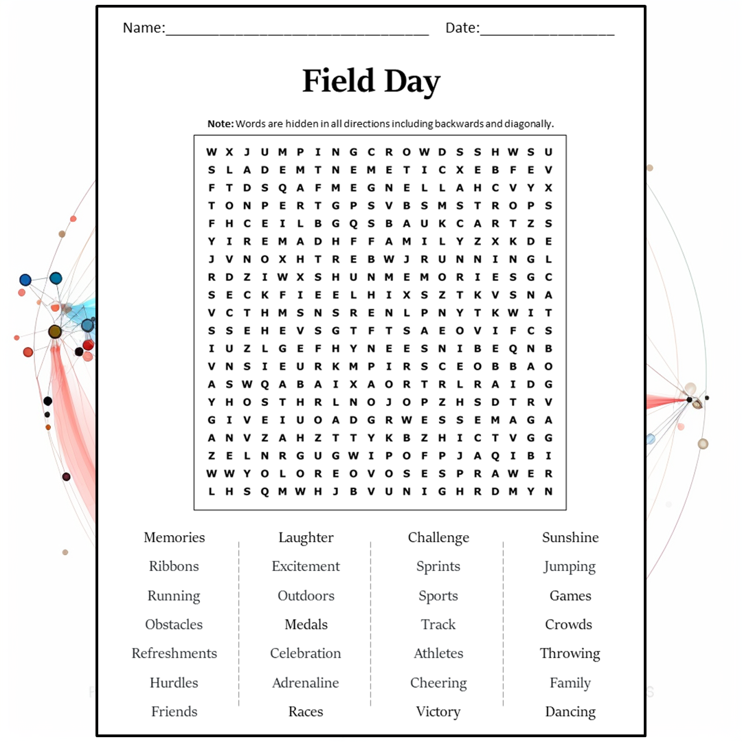 Free Printable Field Day Word Search Free Printable Field Day Word Search
