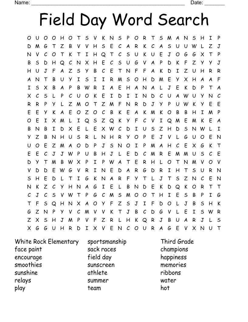 Field Day Word Search WordMint Field Day Word Search WordMint