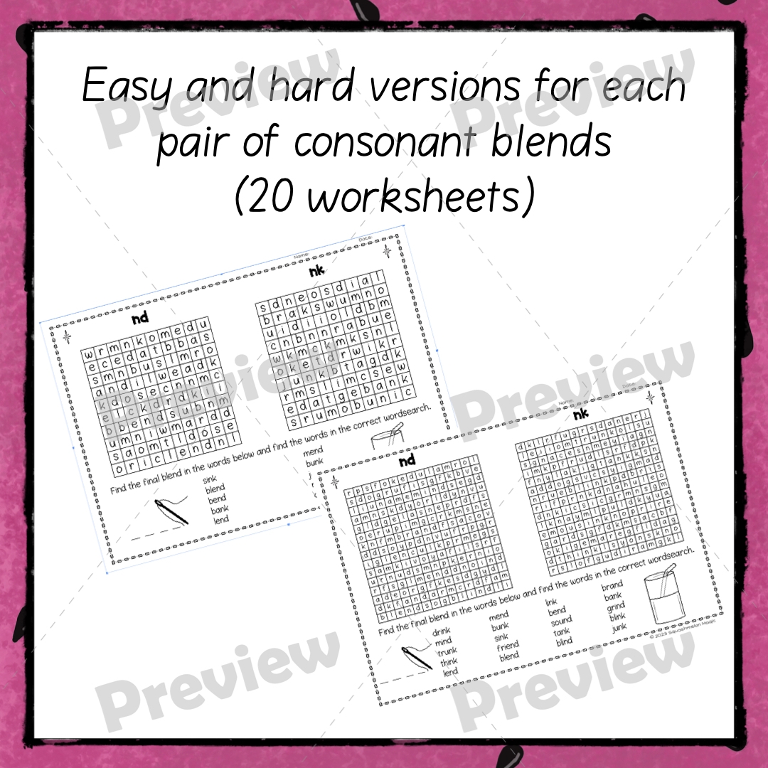 Consonant Blends Word Search Printable