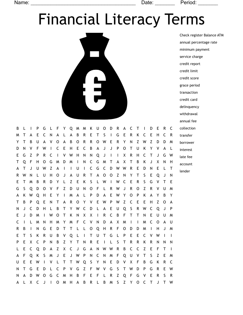 Word Search With Finance Vocabulary Printable