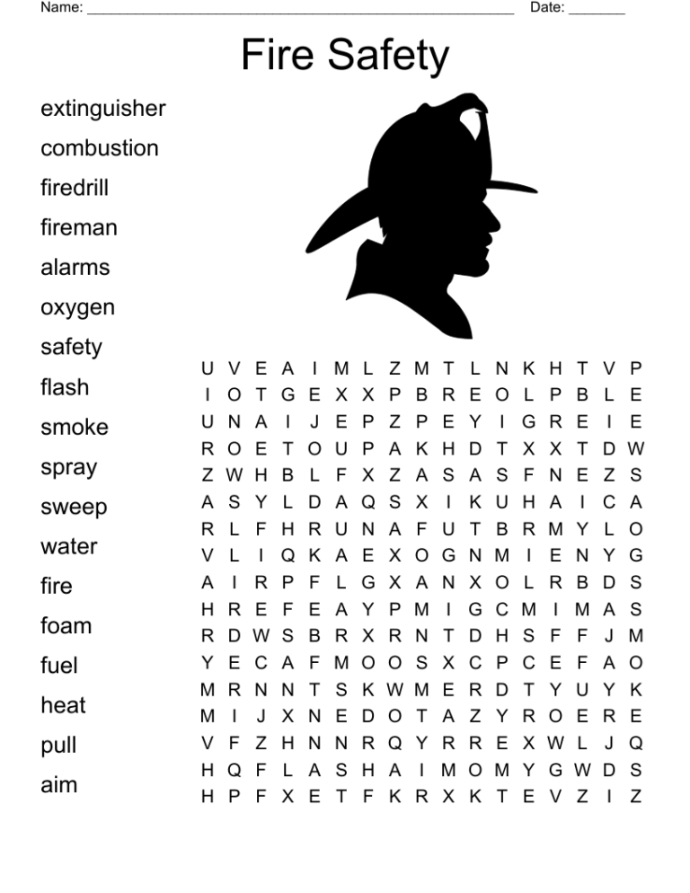 Fire Safety Word Search WordMint