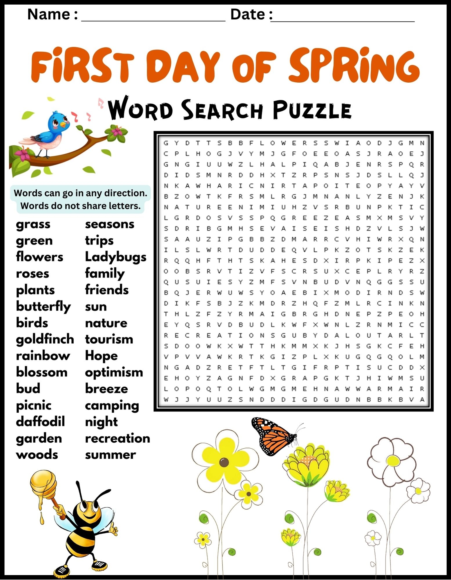 Free Printable Word Search Puzzles Spring