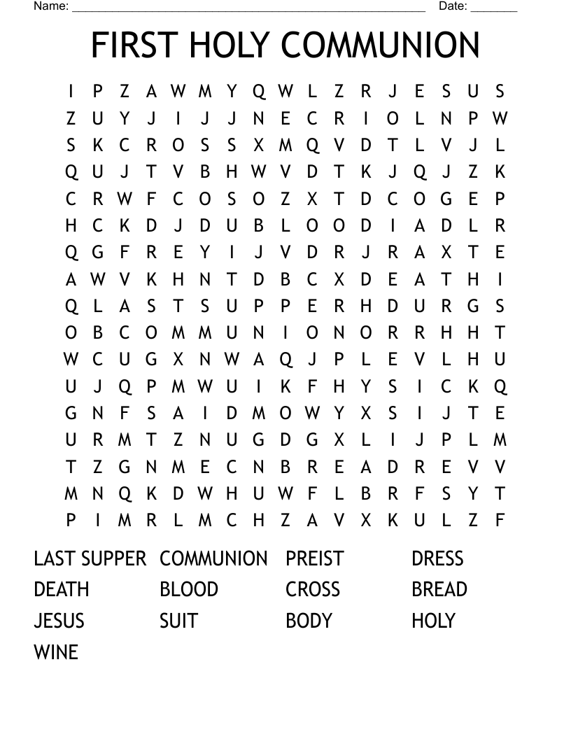 FIRST HOLY COMMUNION Word Search WordMint