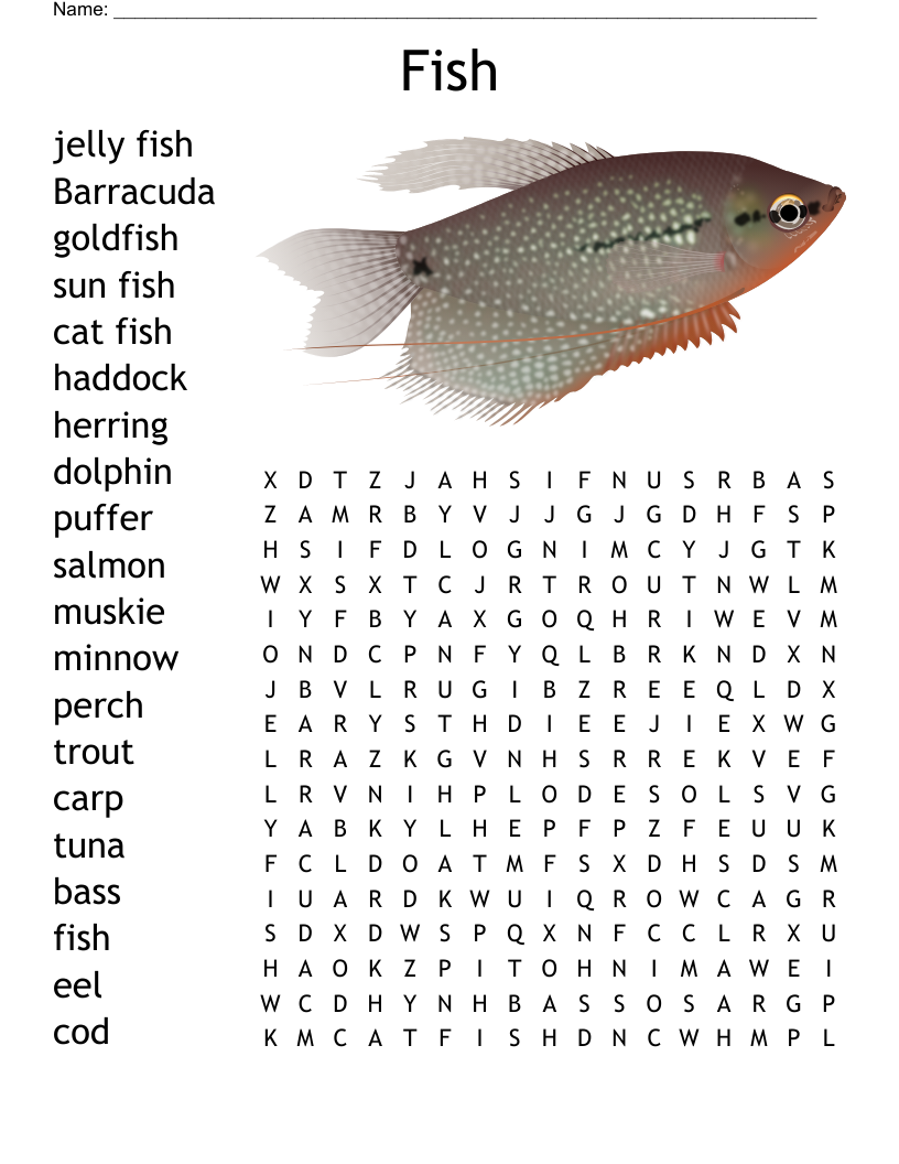 Free Printable Fish Word Search